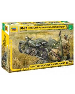 1/35 Soviet Motorcycle M-72 with 82mm Mortar Zvezda 3651