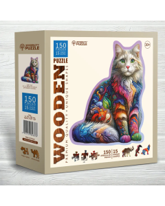 Houten legpuzzel - Soft Cat, 150 stukjes Wooden City HE0203M