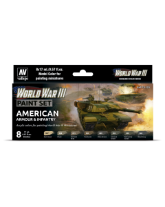 American Armour & Infantry WWIII Model Color Paint Set, 8 kleuren - Vallejo 70220 Vallejo 70220