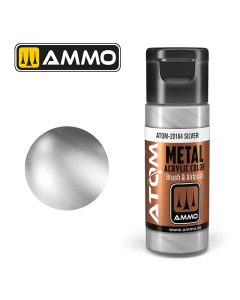 ATOM ACRYLIC METALLIC SILVER 20 ML AMMO by Mig 20164