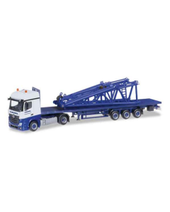 OUTLET - H0 Mercedes-Benz Actros Bigspace Flachbett-Sattelzug mit Derrick Kopfstück “Wasel” Herpa 304955