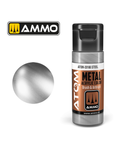 ATOM ACRYLIC METALLIC STEEL 20 ML AMMO by Mig 20166